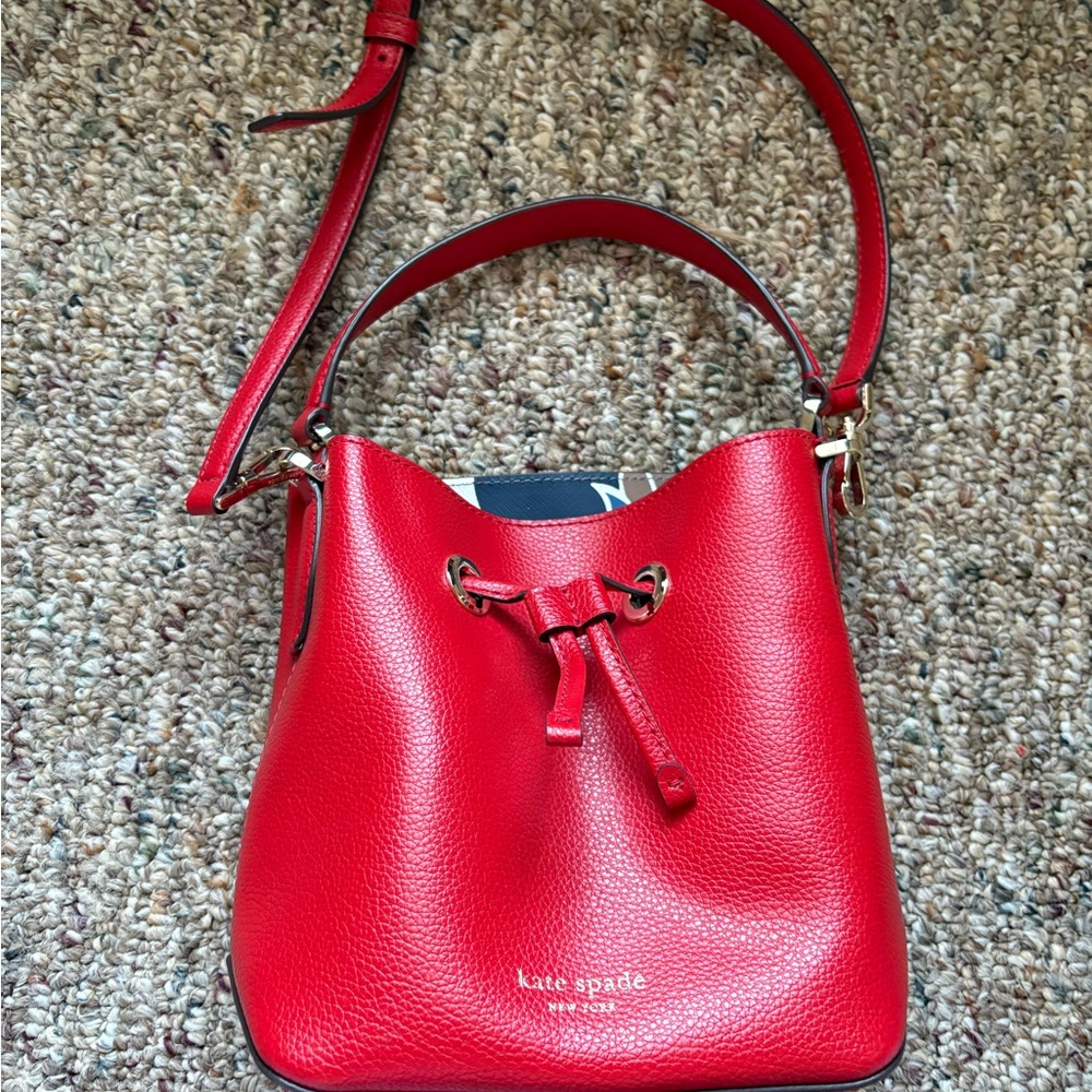 Kate Spade Red Leather Bucket Bag